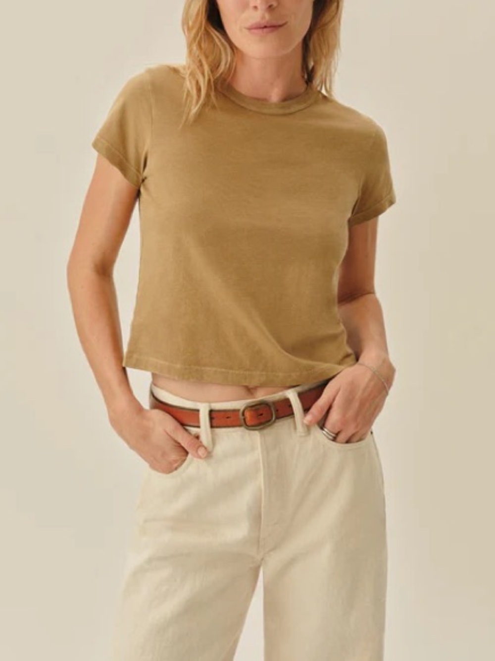 Buck Mason Pima Boxy Crew in Faded Yellow Venice Wash 💛